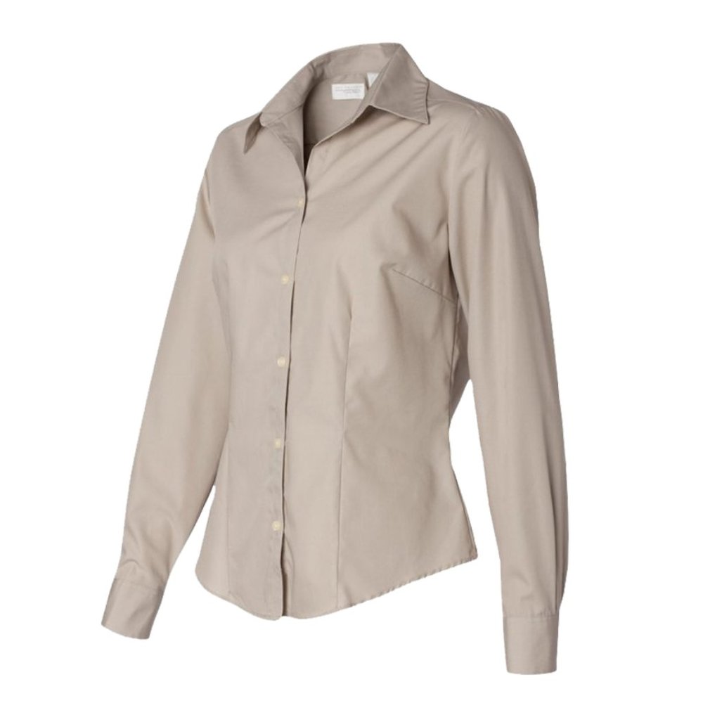 Van Heusen For Her ~ Silky Poplin Button Down Shirt Women's